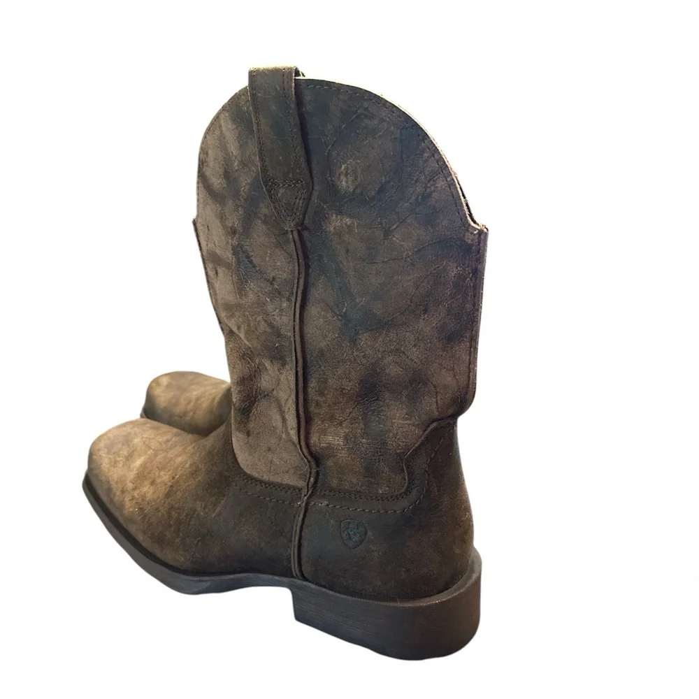 Ariat Brown Distressed Leather Western Work Boots